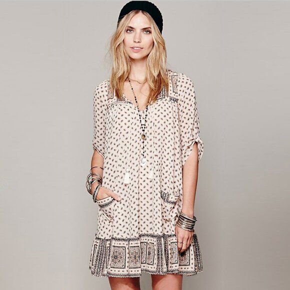 Free People Penny Lane Chiffon Dress in Tea Combo ASO Taylor Swift - Picture 2 of 7